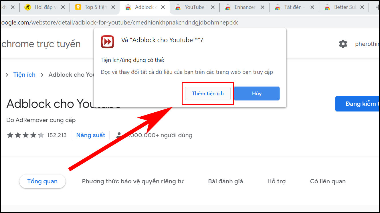 Chọn v&agrave;o Th&ecirc;m tiện &iacute;ch để th&ecirc;m.